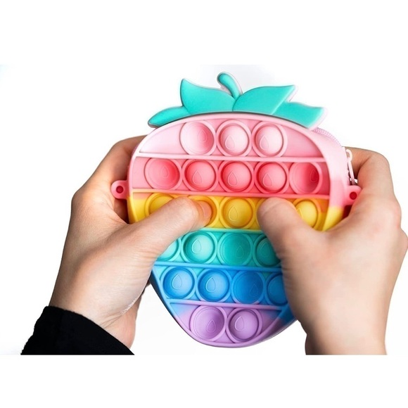 STRAWBERRY Pop It Purse With Zipper Fidget Toys for ADHD & Sensory Relief - Picture 2 of 8